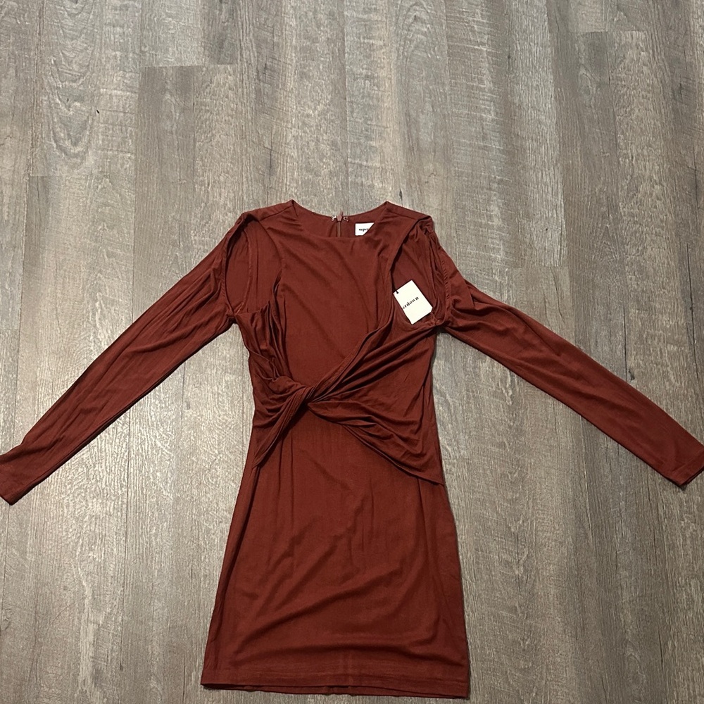 Superdown Rich Brown Long Sleeve Dress